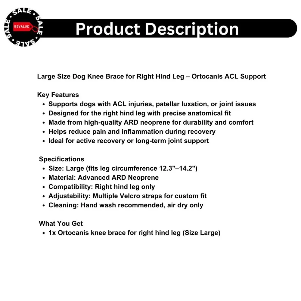 Large Size Dog Knee Brace for Right Hind Leg – Ortocanis ACL Support‎